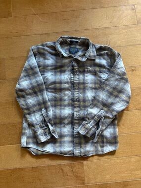 Pendleton Gray and Brown Plaid Flannel Button-Down Shirt